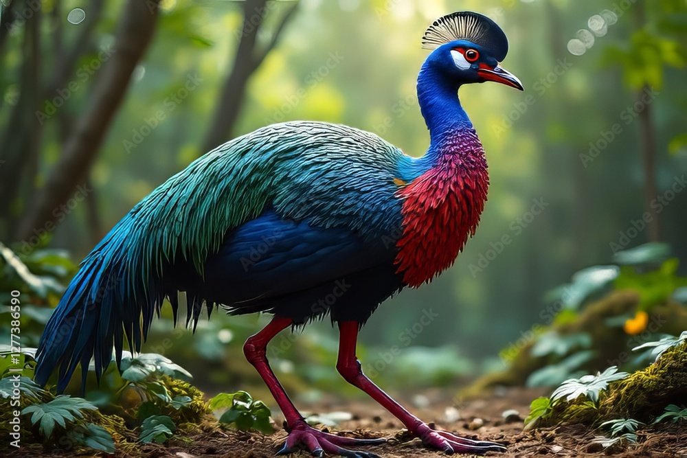Obraz premium Vibrant Colorful Bird in Lush Forest Habitat