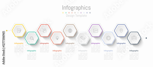 Infographic 10 options design elements for your business data. Vector Illustration.
