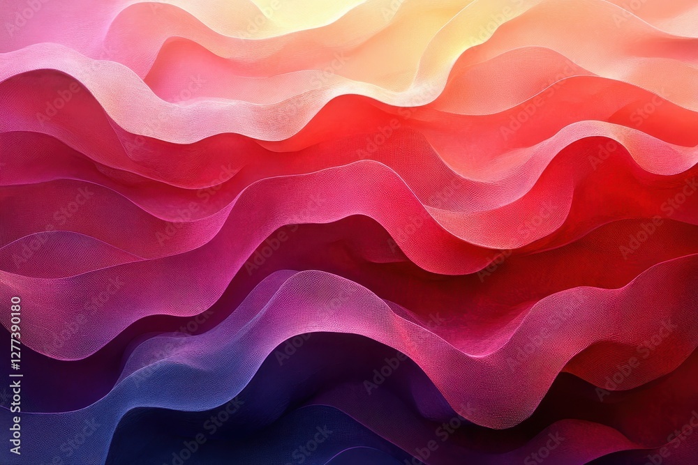 Obraz premium Vibrant Abstract Art Featuring Undulating Waves of Rich Red and Purple Textures with a Warm Gradient and Artistic Patterns
