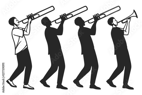 set of Trombone man silhouette vector illustration