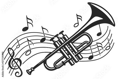 Trombone silhouette vector illustration