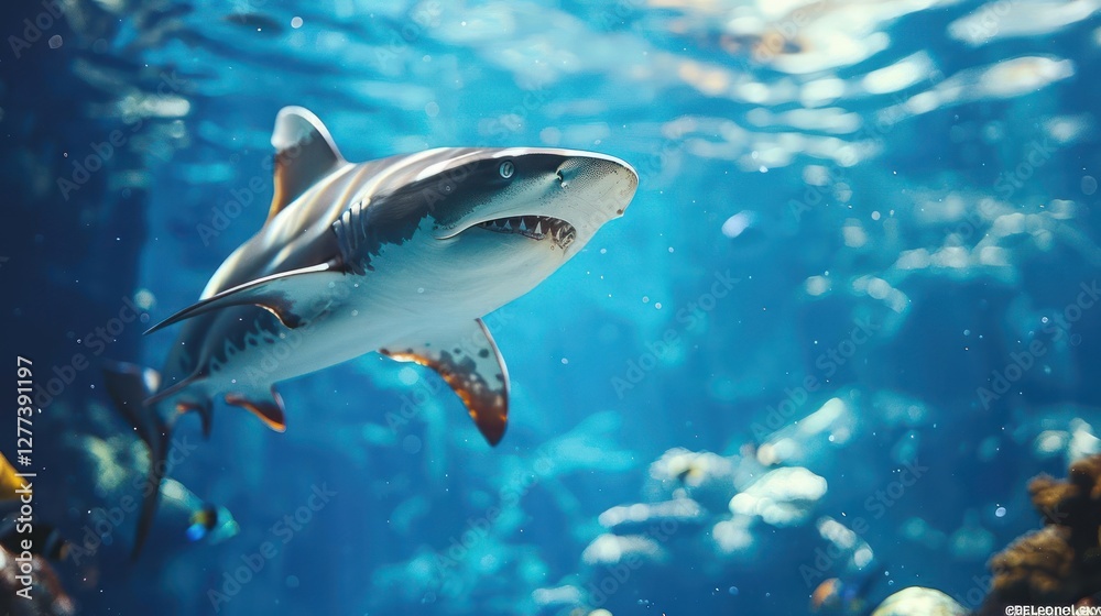 Obraz premium A shark swimming in a clear ocean