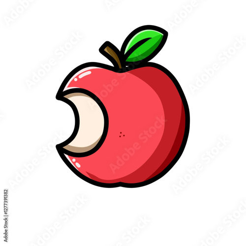 The right apple is bitten by a white background, the design of the illustrator vector