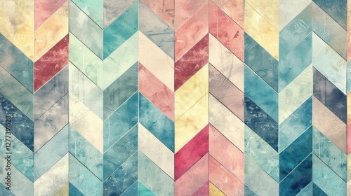 A watercolor herringbone pattern with pastel colors