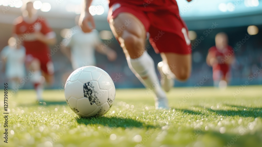 Fototapeta premium Thrilling moments of a player dribbling to victory in championship