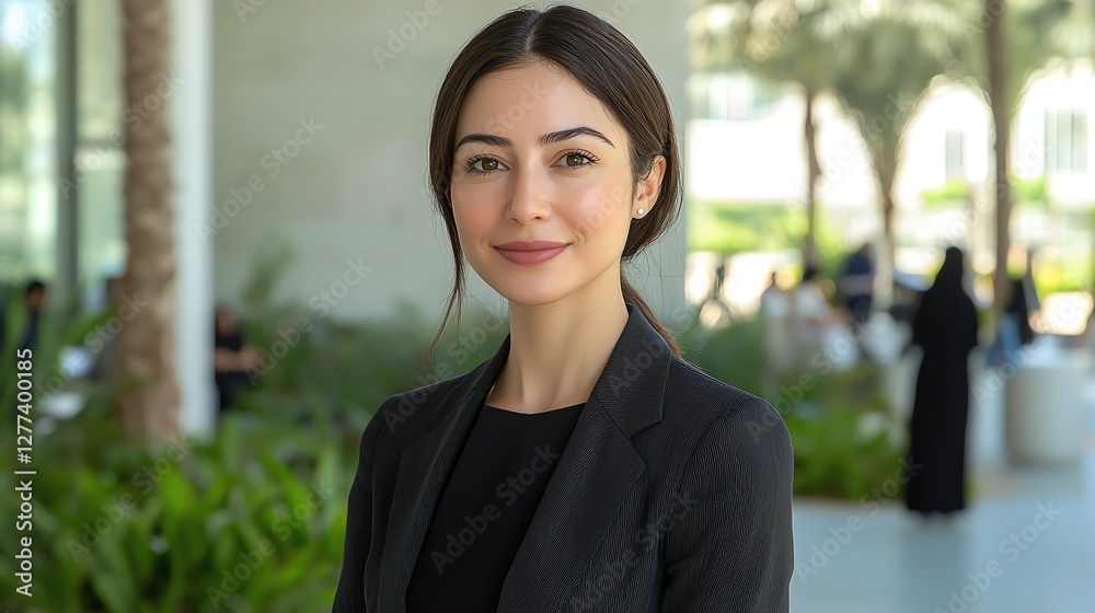 Professional woman in modern office setting. Professional woman in modern office setting.