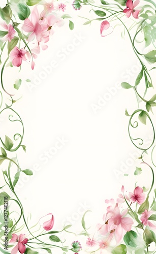 Wallpaper Mural Pink roses frame with green leaves. pink rose border Torontodigital.ca