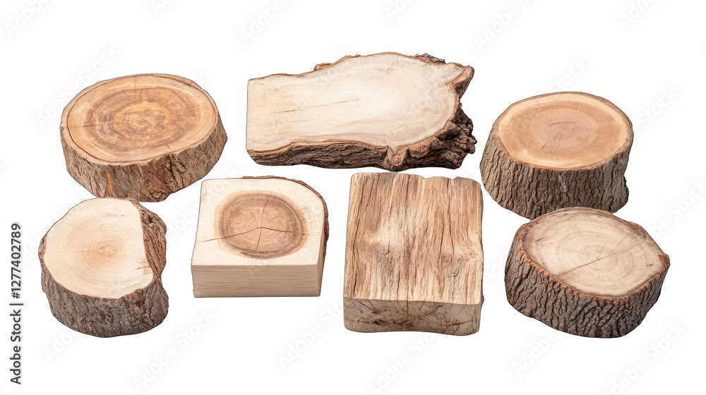 A collection of wood pieces, including a log, a piece of wood A collection of wood pieces, including a log, a piece of wood
