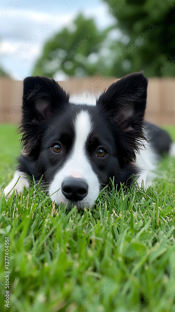 border collie lying grass border collie lying grass