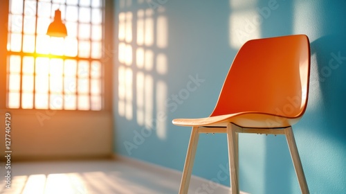 Creepily lit penitentiary observation room holding echoes of authority photo