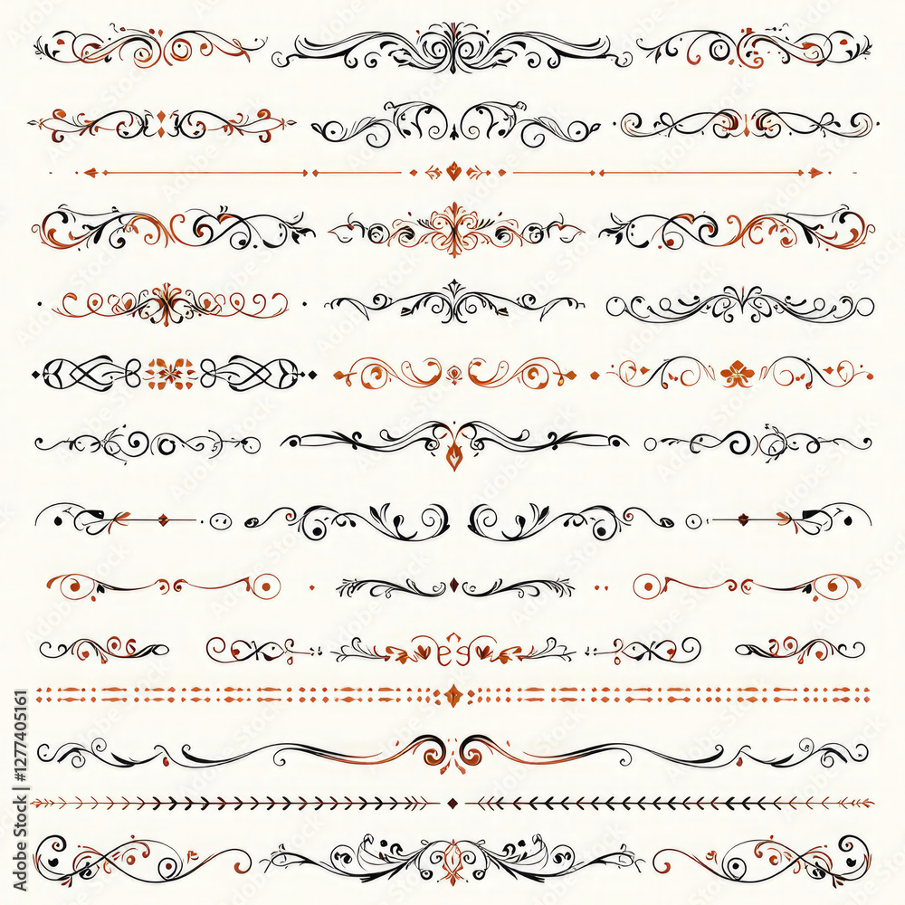 Obraz premium Vector set of decorative elements, decorative lines