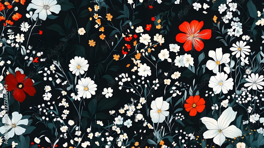 Beautiful Soft and gentle in the dark garden full of blooming flower in many kind of florals seasonal seamless pattern vector ,hand drawing style for fashion, fabric and all prints
Beautiful Soft and gentle in the dark garden full of blooming flower in many kind of florals seasonal seamless pattern vector ,hand drawing style for fashion, fabric and all prints