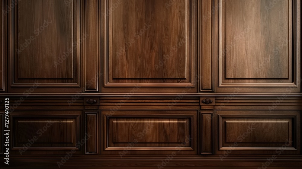 A polished wooden wall with intricate paneling, showcasing rich textures and warm tones. A polished wooden wall with intricate paneling, showcasing rich textures and warm tones.