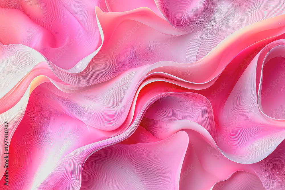 Fototapeta premium Pink abstract background featuring wavy lines and smooth curves for design and creative projects