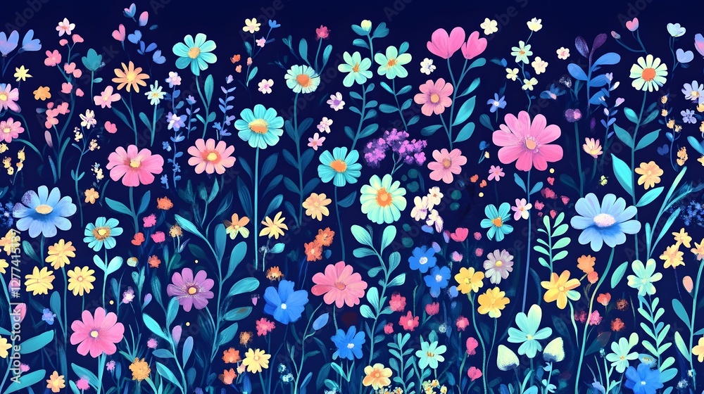 Beautiful Soft and gentle in the dark garden full of blooming flower in many kind of florals seasonal seamless pattern vector ,hand drawing style for fashion, fabric and all prints
Beautiful Soft and gentle in the dark garden full of blooming flower in many kind of florals seasonal seamless pattern vector ,hand drawing style for fashion, fabric and all prints