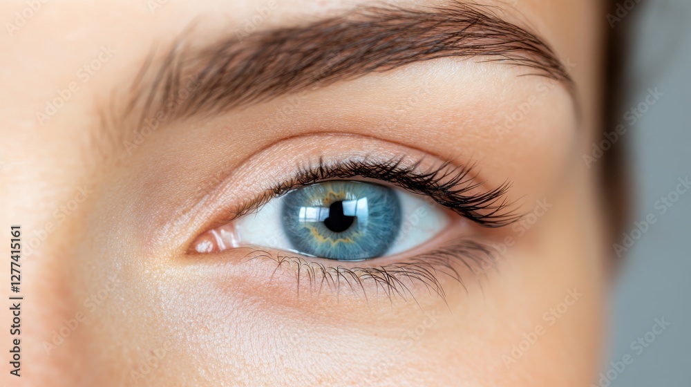 Future vision in a blue eye reflecting health and clarity Future vision in a blue eye reflecting health and clarity