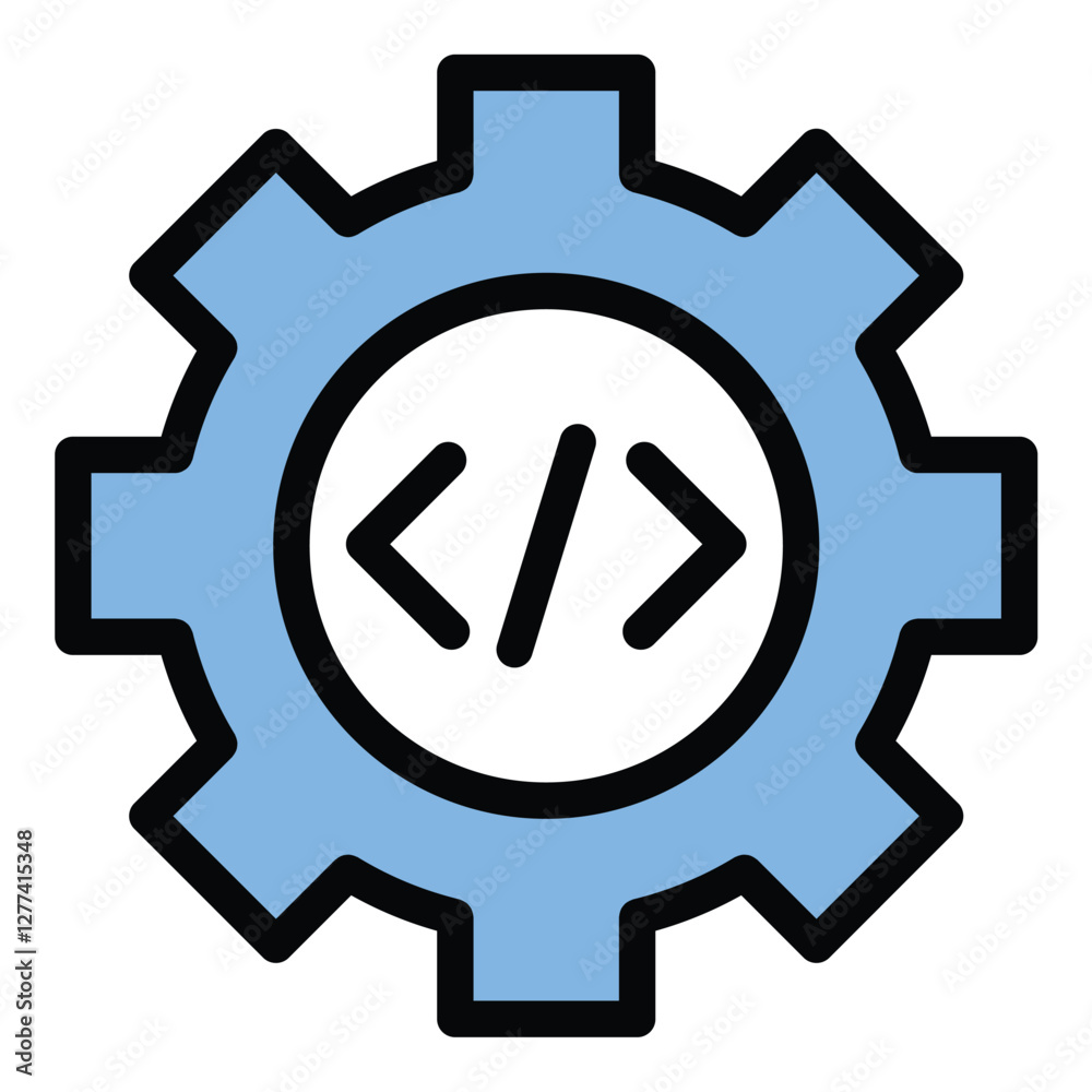 API Icon Software Integration in Flat Line Color Style. API Icon Software Integration in Flat Line Color Style.