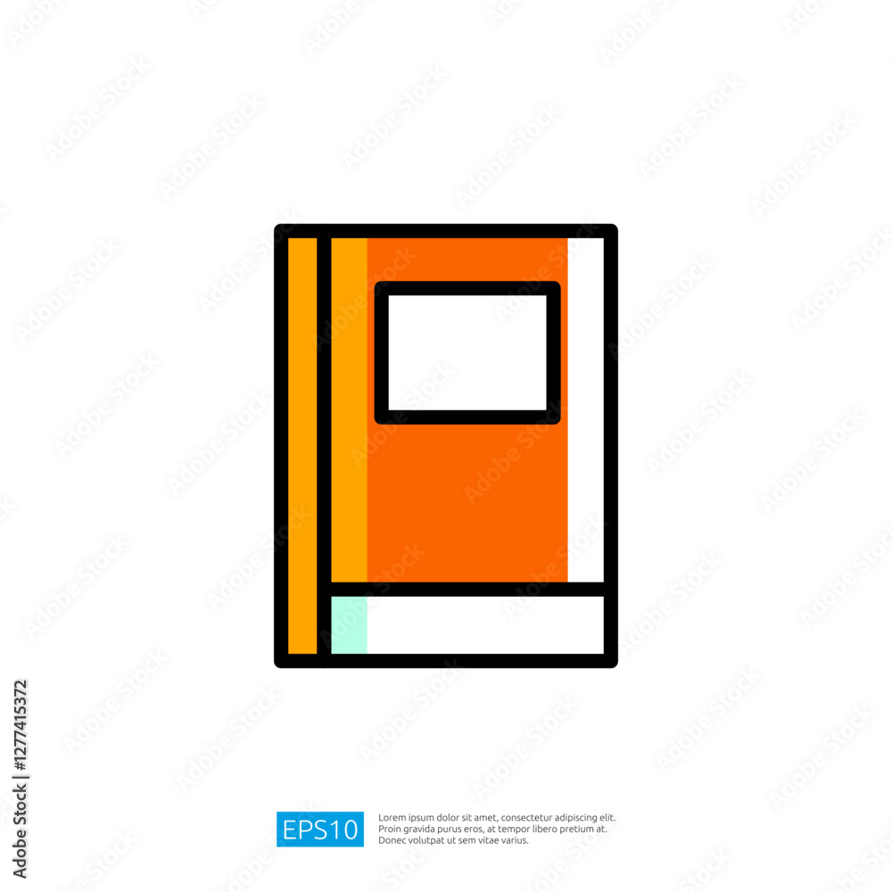 Illustration of an Orange Book Icon with a Simple Graphic Design Against a Clean Background Illustration of an Orange Book Icon with a Simple Graphic Design Against a Clean Background