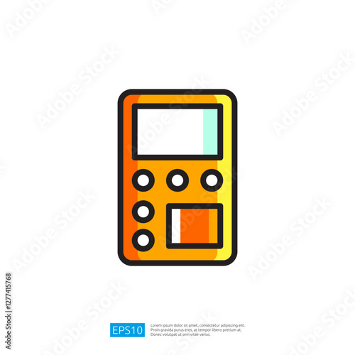 Calculator Icon in Bright Yellow and Orange Color Scheme with Buttons for Digital and Educational Applications