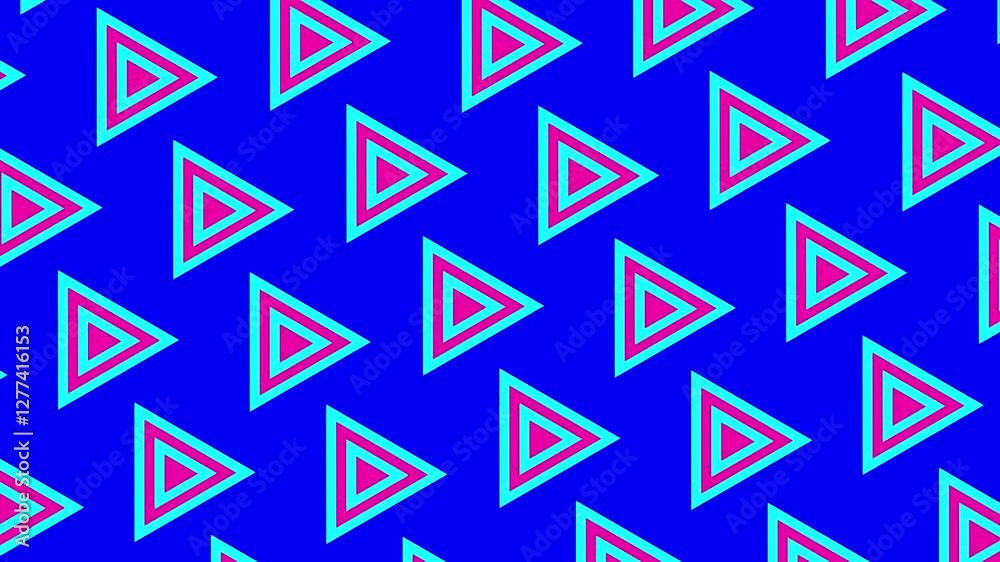 A 2D motion graphic of colorful triangle shape in front of color backdrop A 2D motion graphic of colorful triangle shape in front of color backdrop