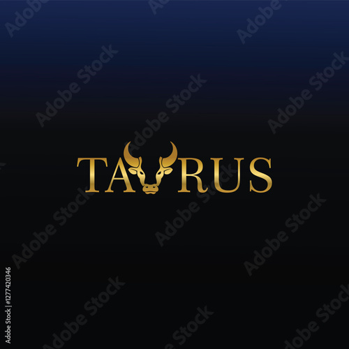Taurus Zodiac Wordmark Logo. bull head replacing letter "U".