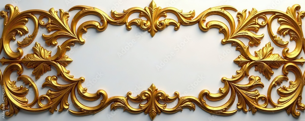 Intricate golden filigree, ornate cutout design, damask, element