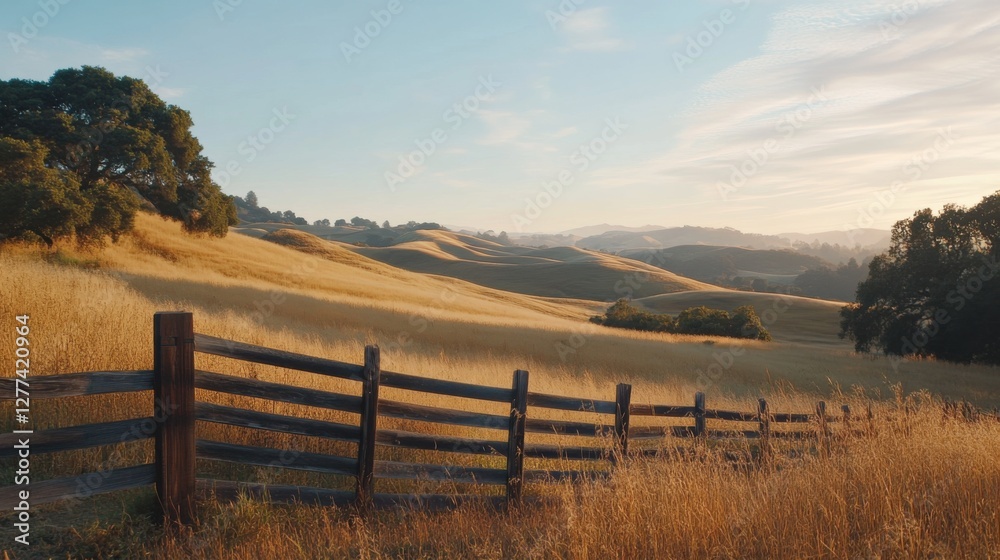 Video generation of a peaceful countryside during sunrise. Featuring tranquility and warmth Video generation of a peaceful countryside during sunrise. Featuring tranquility and warmth