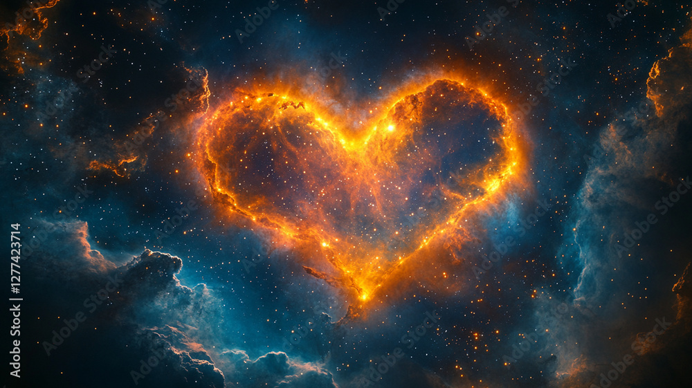 Galactic Heart Nebula – A Cosmic Love Explosion, Generative Ai Galactic Heart Nebula – A Cosmic Love Explosion, Generative Ai