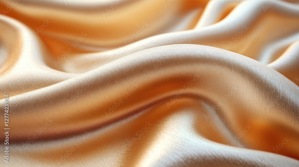 Abstract background of smooth, luxurious, peach-colored satin fabric with elegant waves and folds. Abstract background of smooth, luxurious, peach-colored satin fabric with elegant waves and folds.