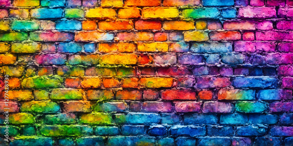 Fototapeta premium Colorful Rainbow Brick Wall Texture