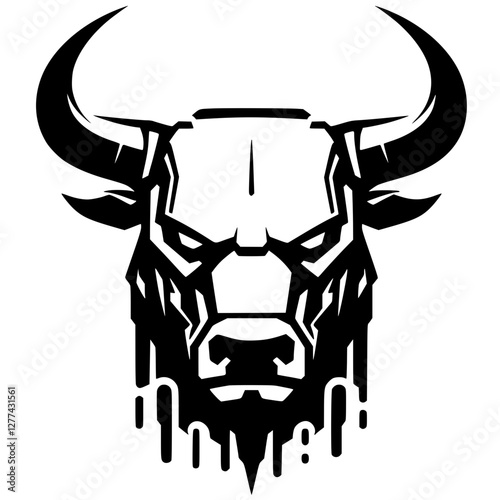 Silhouette of a bull robot head