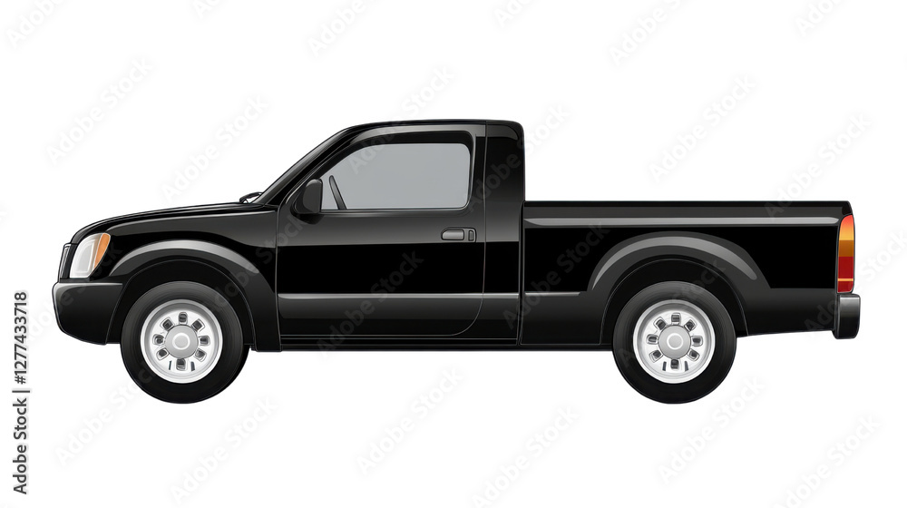 Fototapeta premium Black pickup truck isolated on white background 
