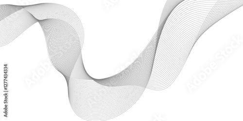 Abstract wave line element for design, abstract light gray lines curve smooth modern tech texture , medical folded bandage line, abstract grey wave lines on transparent background.
