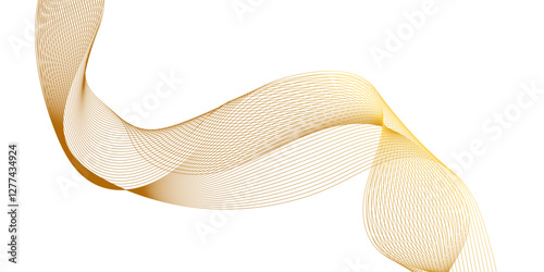 luxury abstract shiny golden wave on transparent background, waves line create an elegant abstract design with a sense of movement and fluidity , white smooth element swoosh speed wave modern stream.