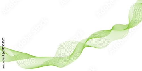Abstract green wave line stream element for design, Frequency sound wave lines and technology curve lines,  creative templates offering a sleek and dynamic visual effect with gradient transitions.	
