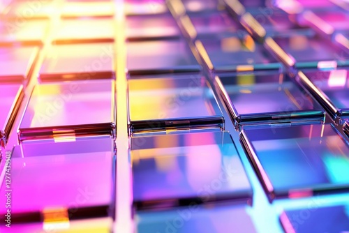 Abstract Glass Tiles Reflecting Vibrant Colors in a Geometric Pattern with a Modern and Futuristic Aesthetic for Digital Backgrounds
