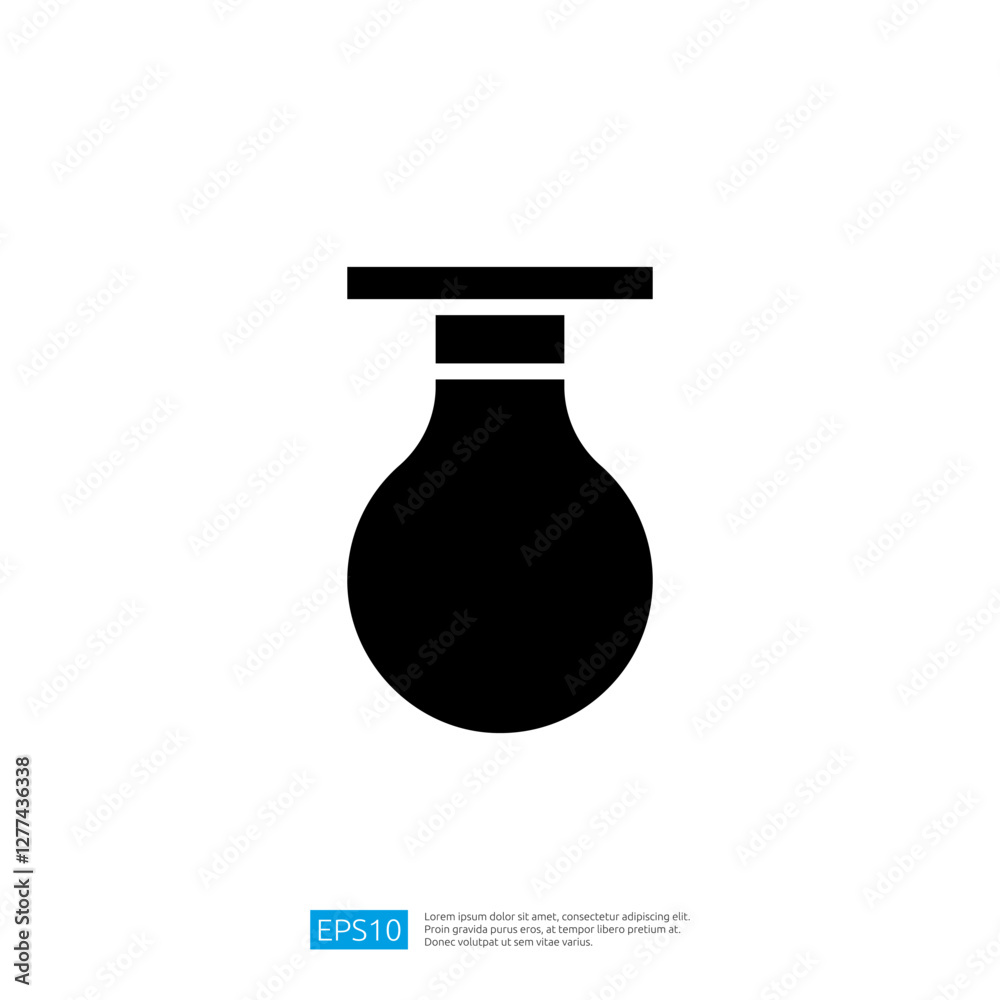 Simple Black Light Bulb Icon Representing Electricity and Innovative Ideas in Minimalist Design with Transparent Background