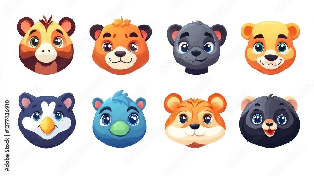 Obraz premium Cute cartoon animal heads.
