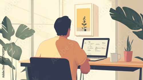 Chronic back pain from poor office ergonomics. Featuring visible discomfort and tension