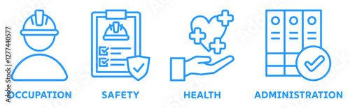 Icon Set of osha web vector illustration concept with icons of occupational, safety, health, administration 
