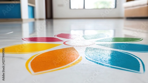 Colorful Flower Floor Design  Modern Home Decor  Shiny Floor