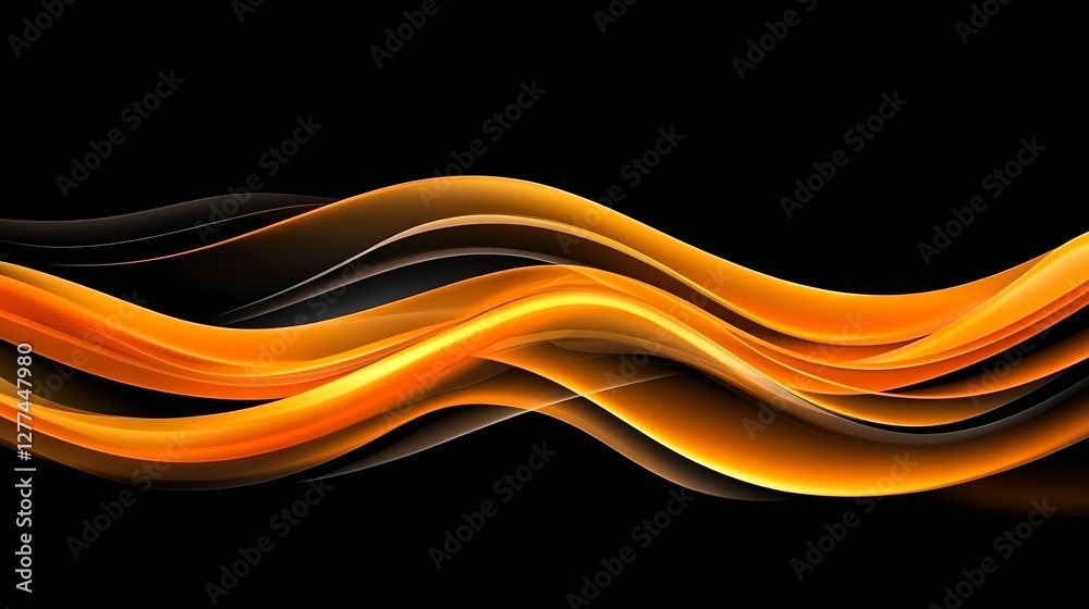 Obraz premium Elegant black and gold wavy abstract design, perfect for luxury concepts, presentations, and mobile wallpapers. Hyper-realistic, 8K, and cinematic.