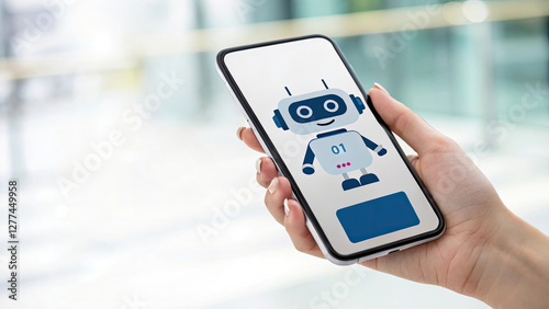 Wallpaper Mural User interacting with a chatbot on a smartphone screen Torontodigital.ca