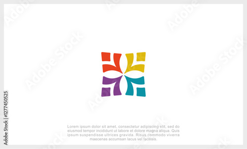 Community logo icon vector isolated. Abstract people colorful logo icon design minimal style illustration.