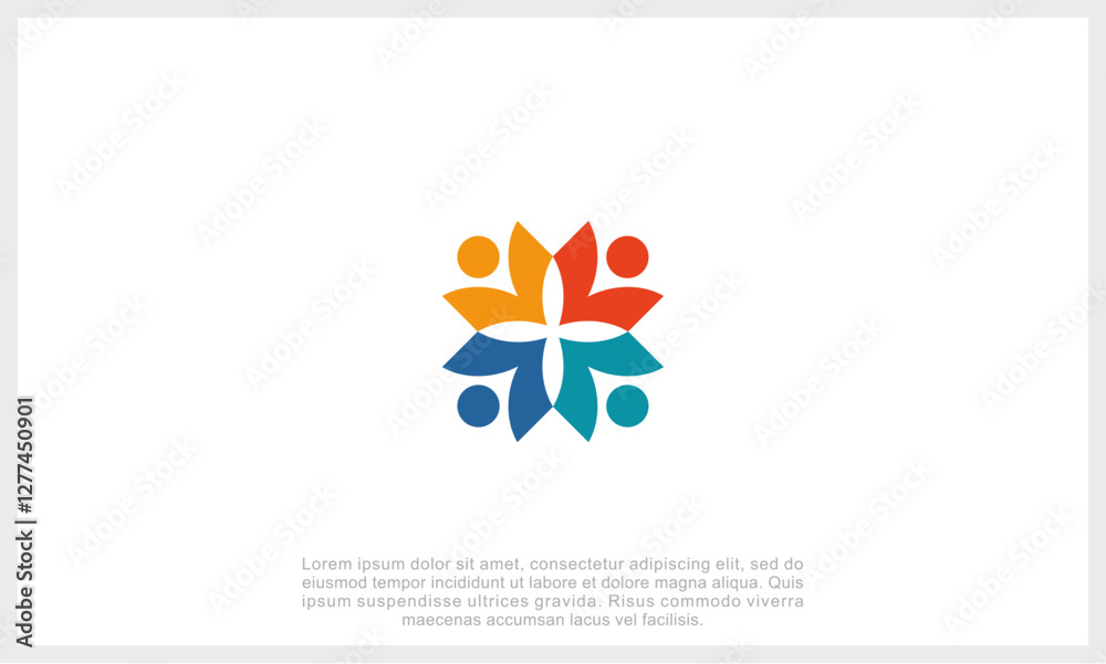 Obraz premium Community logo icon vector isolated. Abstract people colorful logo icon design minimal style illustration.