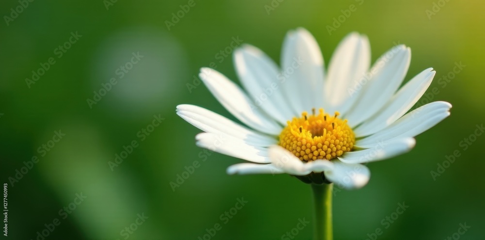 Close-up view of a solitary daisy, sharp focus, pure white petals , bloom, white Close-up view of a solitary daisy, sharp focus, pure white petals , bloom, white
