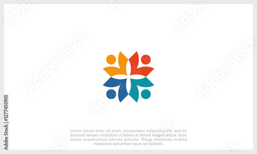 Community logo icon vector isolated. Abstract people colorful logo icon design minimal style illustration.