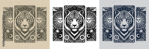 cyber tiger vector playing card tattoo design