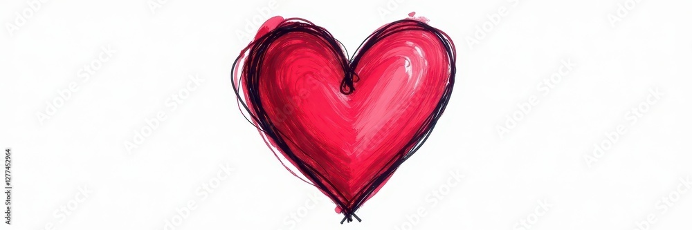 Hand-drawn heart, sketchy lines, white background, white, black and white Hand-drawn heart, sketchy lines, white background, white, black and white
