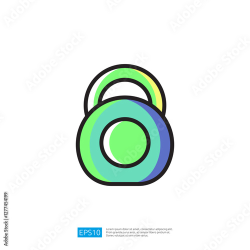 Colorful Padlock Icon Representing Digital Security and Data Protection in Vibrant Design Illustration